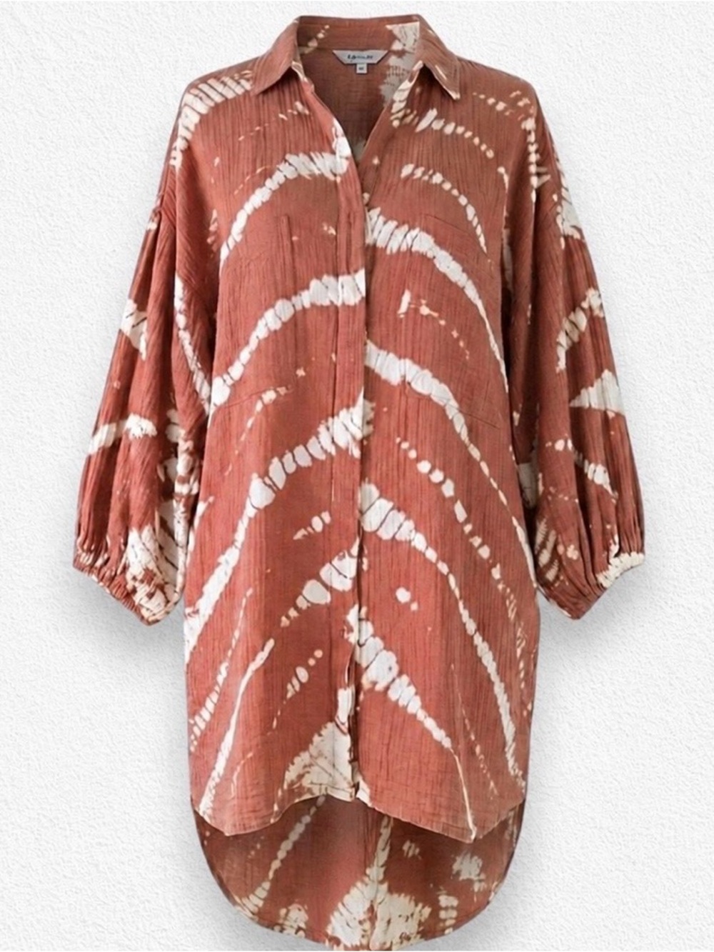 Young Fabulous & Broke Rust and White Tie-Dye Button Front Tunic NWOT